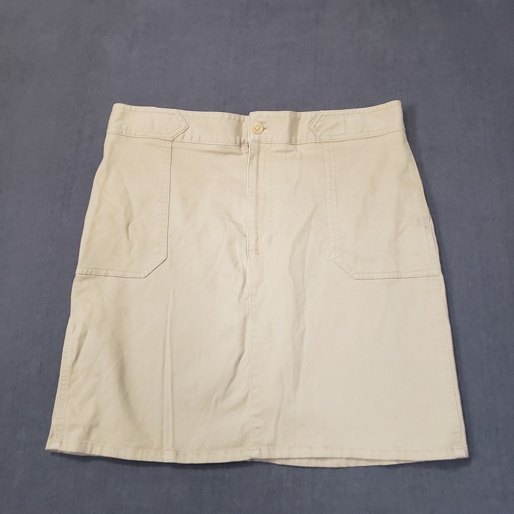 Lauren Ralph Lauren Chino Skirt Womens 14‎ Tan Khaki Twill Patch Pocket Mini
